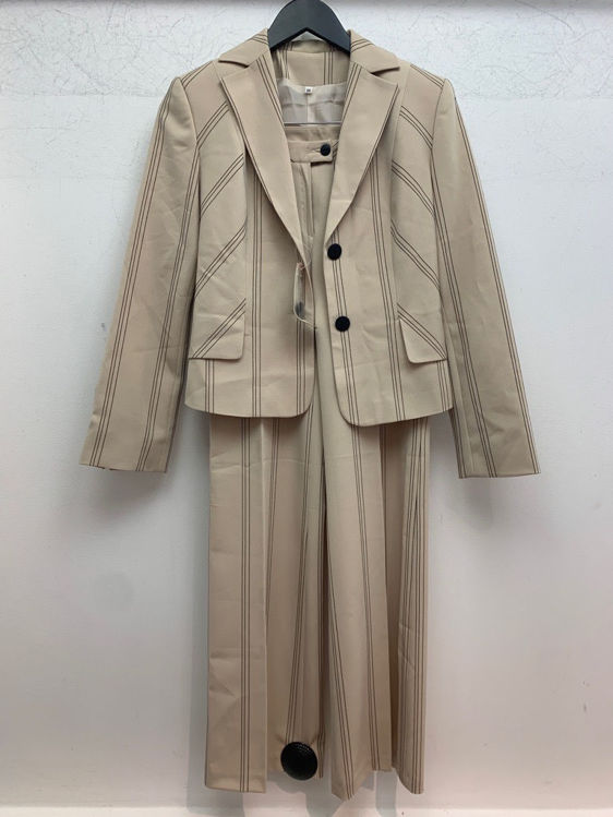 Billede af Beige sæt med striber, bukser med blazer 