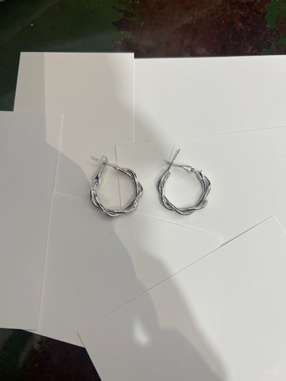 Billede af Big twist silver earrings 