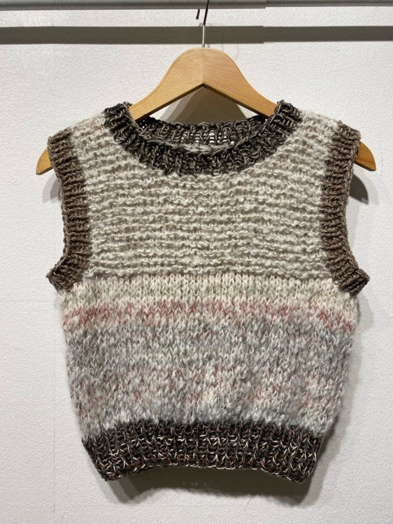 Billede af Vest str S beige/brun hj strik