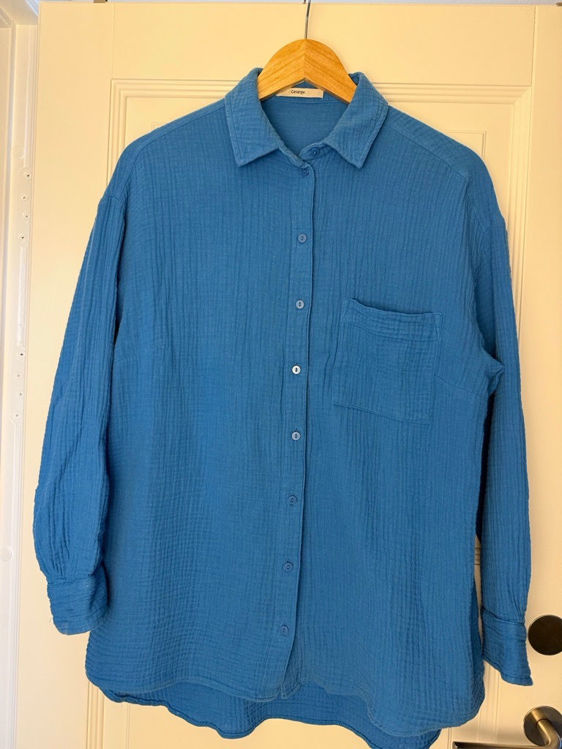 Billede af Blue cotton waffle textured shirt 